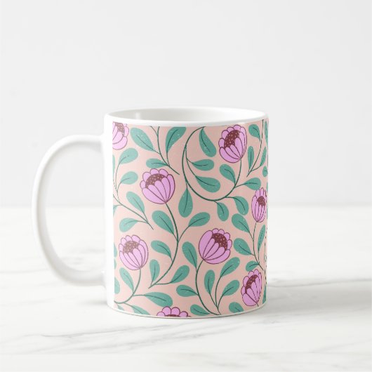 Rosa fette Blumen Kaffeetasse (Links)