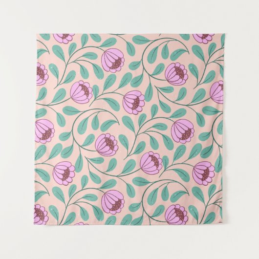 Rosa fette Blumen Wandteppich (Vorderseite (Horizontal))