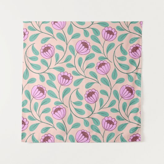 Rosa fette Blumen Wandteppich (Vorderseite)