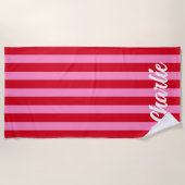 Rosa, fette Streifen, benutzerdefinierter Retronam Strandtuch (Vorderseite)