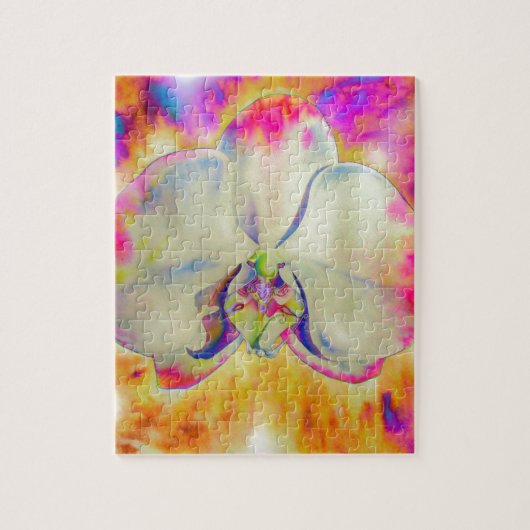 Rosa Feuer Orchid, surrealfarbene Aquarellbilder Puzzle (Vertikal)