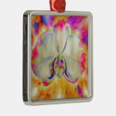 Rosa Feuer Orchid, surrealfarbene Aquarellbilder Silbernes Ornament (Rechts)