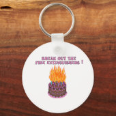 Rosa Feuerlöscher Geburtstagskuchen Schlüsselanhänger (Vorderseite)