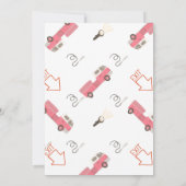 Rosa Feuerwehrfahrzeug Einladung zum Geburtstag (Rückseite)