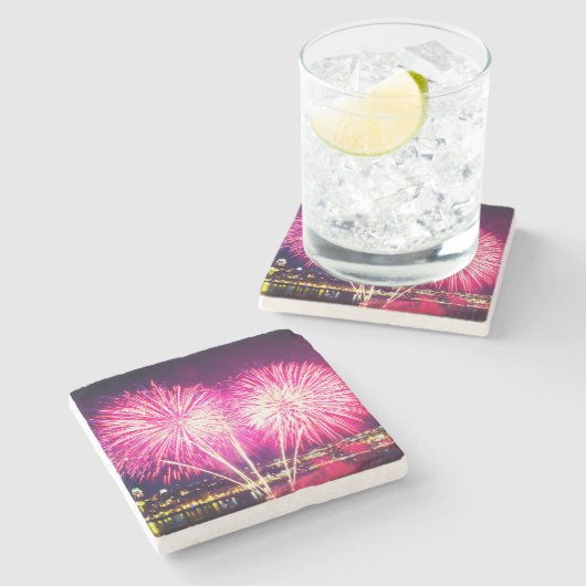 Rosa Feuerwerke Steinuntersetzer (Seitenansicht)