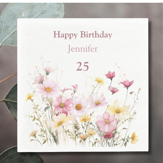 Rosa Field-Blume Personalisiert Serviette