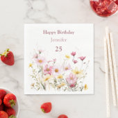 Rosa Field-Blume Personalisiert Serviette (Beispiel)