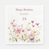 Rosa Field-Blume Personalisiert Serviette (Vorderseite)