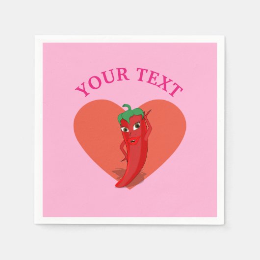 Rosa Fiesta Brautparty mit rotem, heißem Pfeffer D Serviette (Vorderseite)