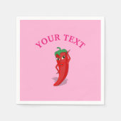 Rosa Fiesta Brautparty mit rotem, heißem Pfeffer D Serviette (Vorderseite)