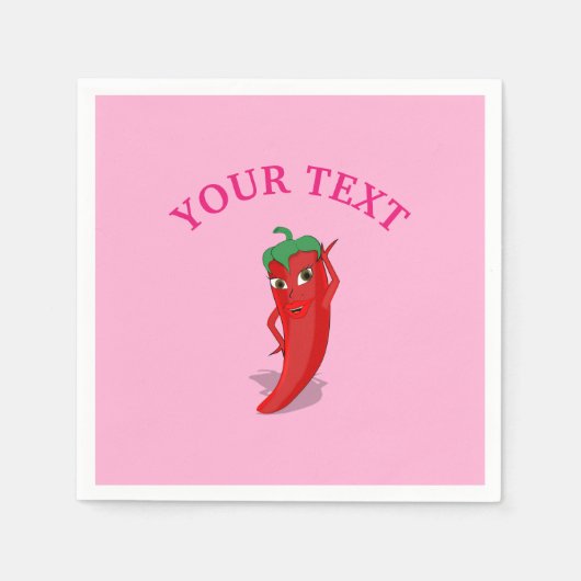 Rosa Fiesta Brautparty mit rotem, heißem Pfeffer D Serviette (Vorderseite)