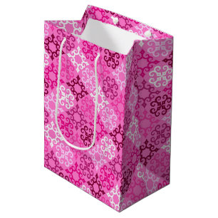 Rosa Filigran-Diamantmuster Mittlere Geschenktüte