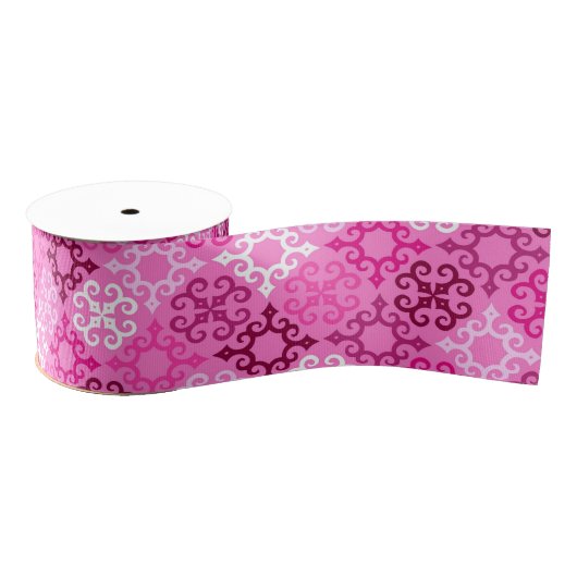 Rosa Filigran-Diamantmuster Ripsband (Spule)