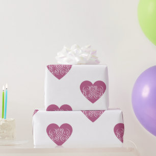 Rosa Filigran-Herzmuster Elegantes Valentinstag-De Geschenkpapier