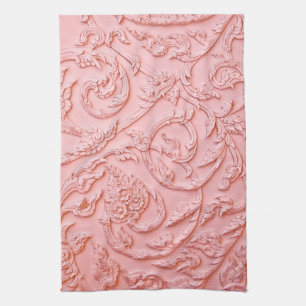 Rosa Filigran-Holzschnitzerei-Blumen-Küchenhandtuc Handtuch