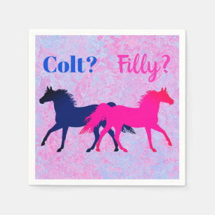 Rosa Filly u. blaues Colt-Western-Art-Geschlecht Serviette