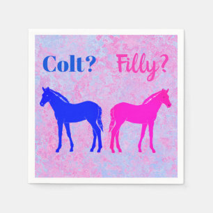 Rosa Filly u. blaues Colt-Western-Art-Geschlecht Serviette