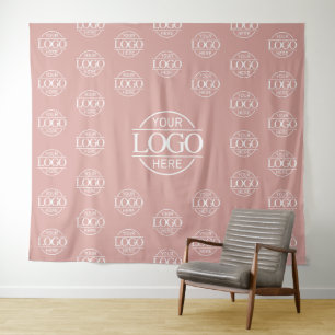Rosa Firmenlogo Step & Repeat Hintergrundbanner Wandteppich