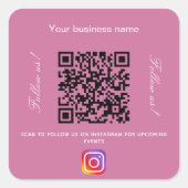 Rosa Firmenname qr Codeinstagramm Quadratischer Aufkleber (Vorderseite)
