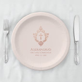 Rosa First Communion Girl Elegante Rose Wappen Pappteller