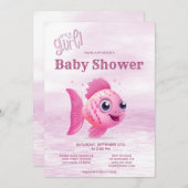 Rosa Fisch Baby Dusche Einladung (Vorne/Hinten)