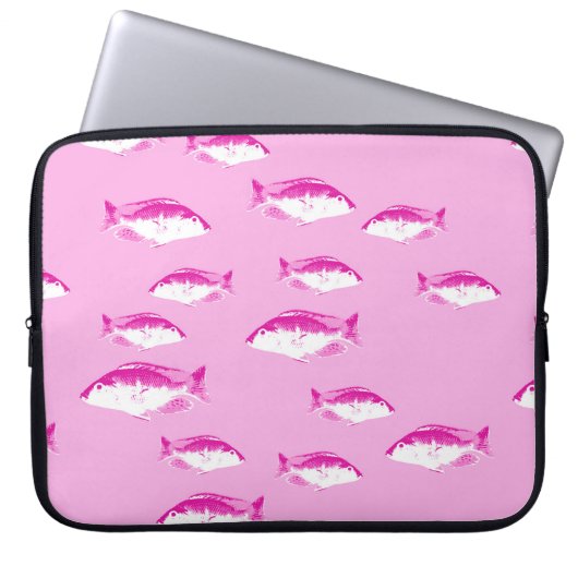 Rosa Fisch Laptopschutzhülle (Vorderseite)