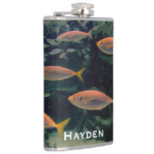 Rosa Fisch-Showwasser-Foto Personalisiert Flachmann (Rechts)