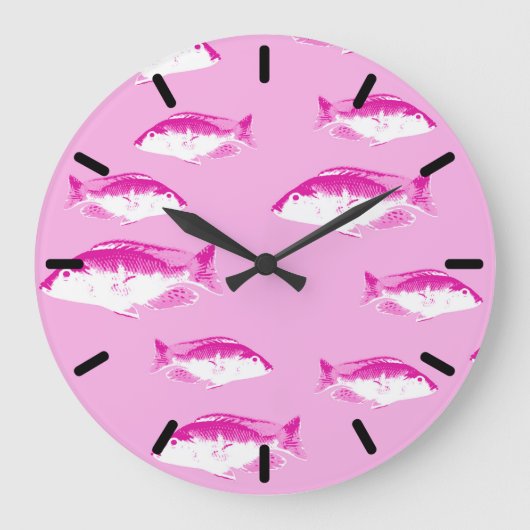 Rosa Fische Große Wanduhr (Vorderseite)