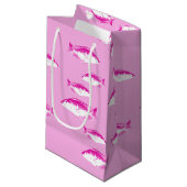 Rosa Fische Kleine Geschenktüte (Vorderseite Schrägansicht)