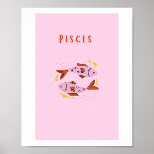 Rosa Fische, Sternzeichen, Sternzeichen Druck Poster (Vorne)