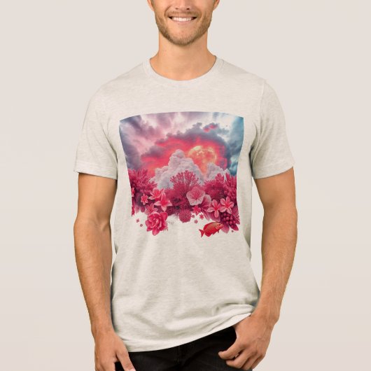 Rosa Fische Tri-Blend Shirt (Vorderseite)