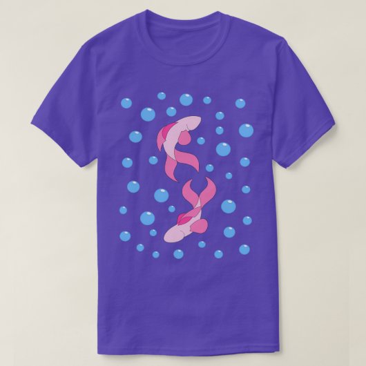 Rosa Fische und Blasen T-Shirt (Design vorne)