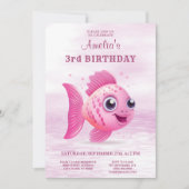 Rosa Fische zum Geburtstag Einladung (Vorderseite)