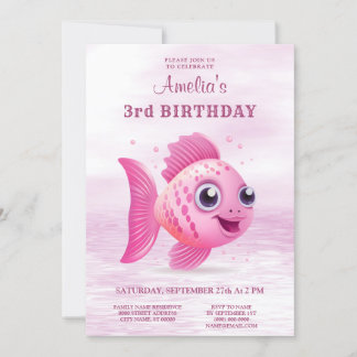 Rosa Fische zum Geburtstag Einladung