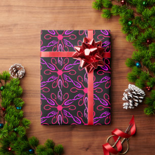 Rosa Fischhaken und Lila Fischmuster Geschenkpapier