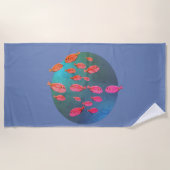 Rosa Fish Art Beach Handtuch (Vorderseite)