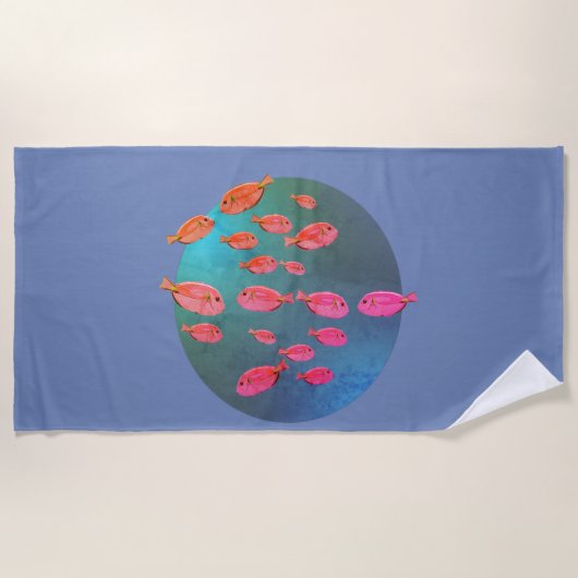 Rosa Fish Art Beach Handtuch (Vorderseite)