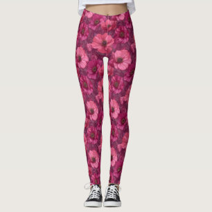 Rosa Fitness Mode Anemonen Ästhetische Mütter Leggings