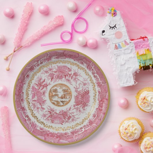 Rosa "FITZHUGH" Platte - Circa 1810 Stil Pappteller (Party)