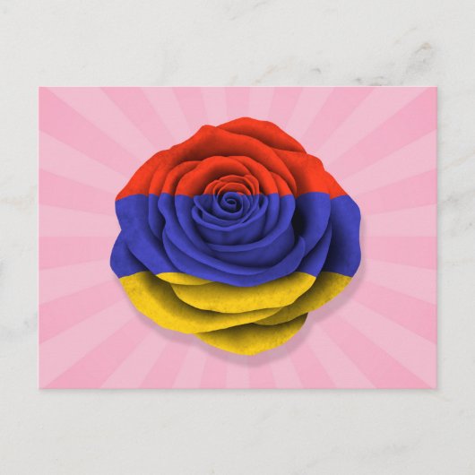Rosa Flagge der armenischen Rose Postkarte (Vorderseite)