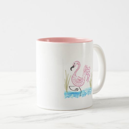 Rosa Flamingo #13 Zweifarbige Tasse (VorderseiteRechts)