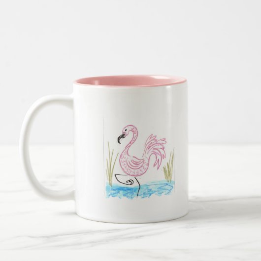 Rosa Flamingo #13 Zweifarbige Tasse (Links)