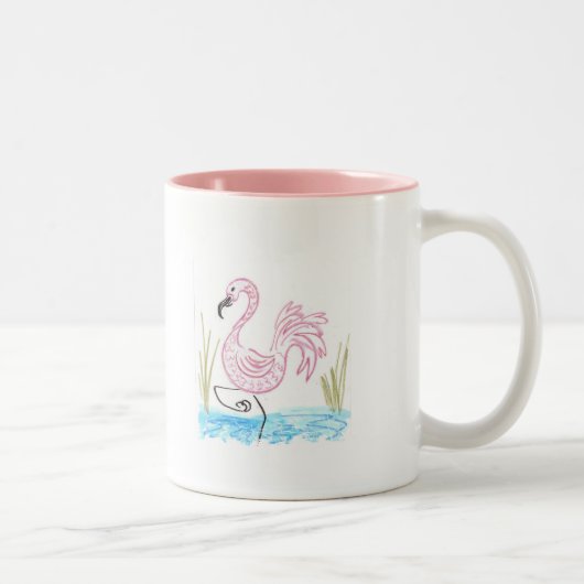 Rosa Flamingo #13 Zweifarbige Tasse (Rechts)