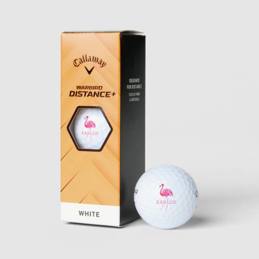 Rosa Flamingo 2 Monogramm Golfball (Verpackungen)