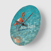 Rosa Flamingo abc-Inseln Runde Wanduhr (Winkel)