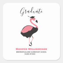 Rosa Flamingo Abschluss Square Sticker