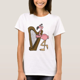 Rosa Flamingo AI, der Harfe spielt T-Shirt