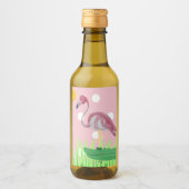 Rosa Flamingo Alligator Aufkleber Wein Etikett (Vorderseite)