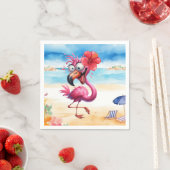 Rosa Flamingo am Strand Serviette (Beispiel)
