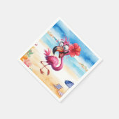 Rosa Flamingo am Strand Serviette (Ecke)